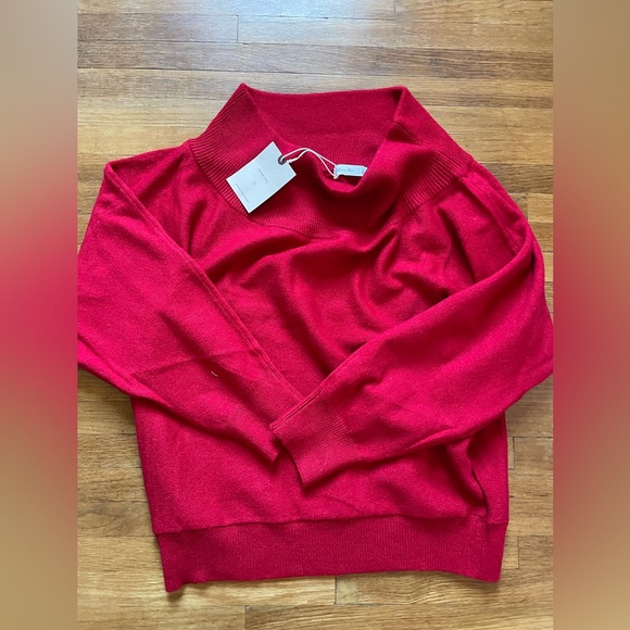 NWT. Off the Shoulder Dolman Sweater. Color Red. Size Large. - Picture 2 of 5